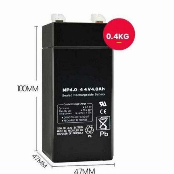 Baterai Aki 4V 4Ah - Baterai Timbangan Digital Rechargeable / Aki Timbangan