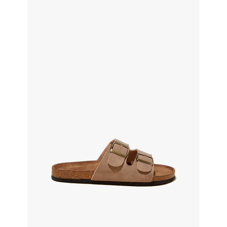 Rubi - Sandal Wanita - Rex Double Buckle Slide - Roebuck Nubuck