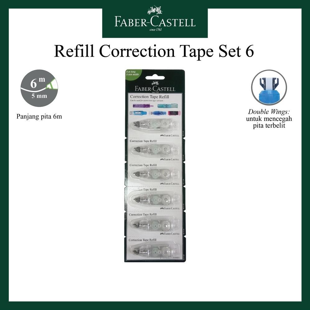 

Refill Correction Tape Faber Castell Tipe QAR/QJR/QDR/Chameleon/R1/Twist Correction Tape/Isi 6 Pcs DiM