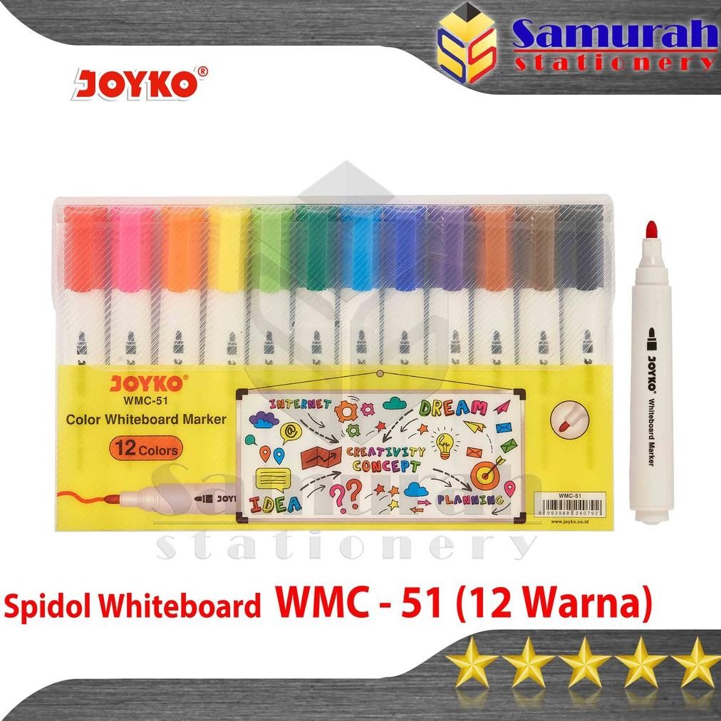 

Spidol Whiteboard Marker Joyko WMC 51 isi 12 Warna / Spidol Set Bisa Hapus 12W Papan Tulis WMC-51 DiM