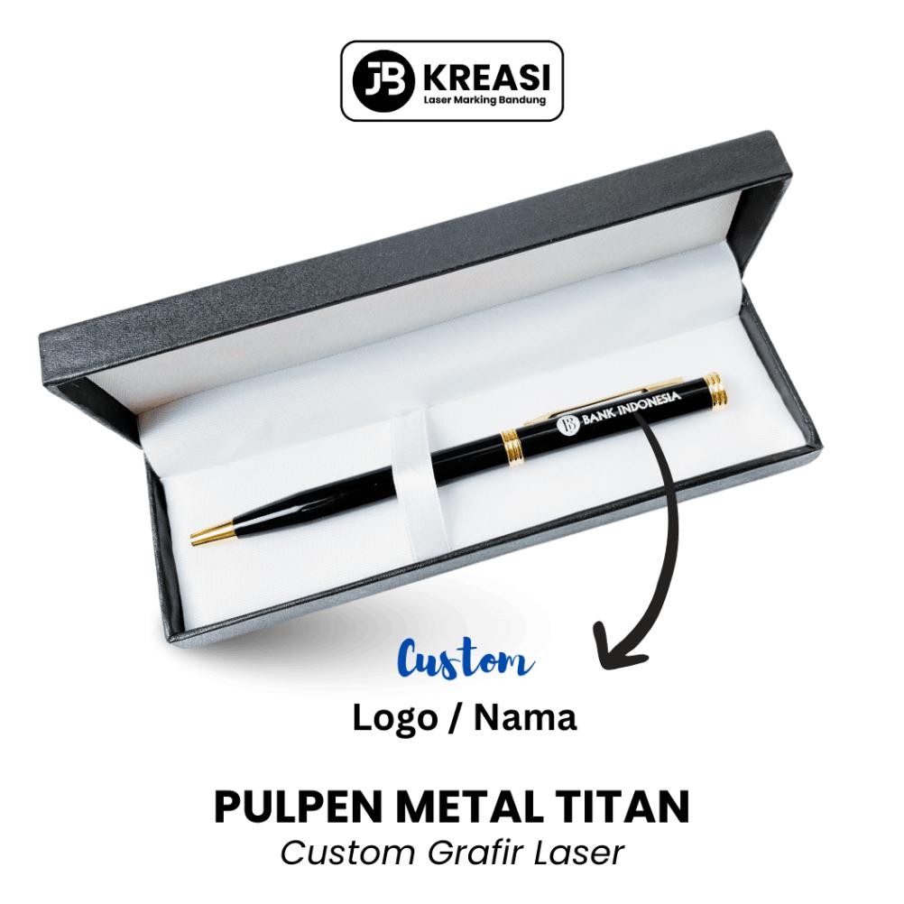 

Custom Pulpen Metal Titan Grafir Nama & Logo + Gift Box / Pen Promosi / Ballpoint Souvenir DiM