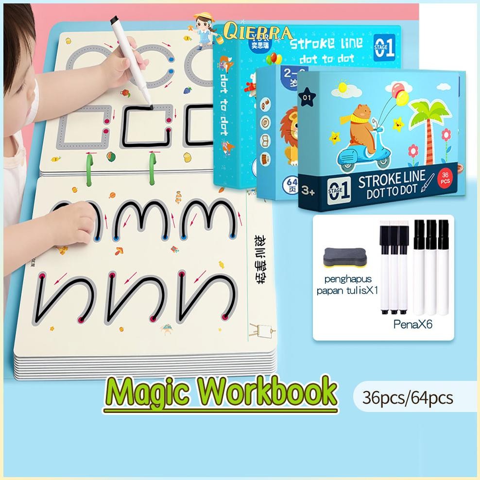 

Qierra Reusable Magic Workbook Wipe And Clean Book Buku Aktivitas Anak Belajar Menulis Angka DiM