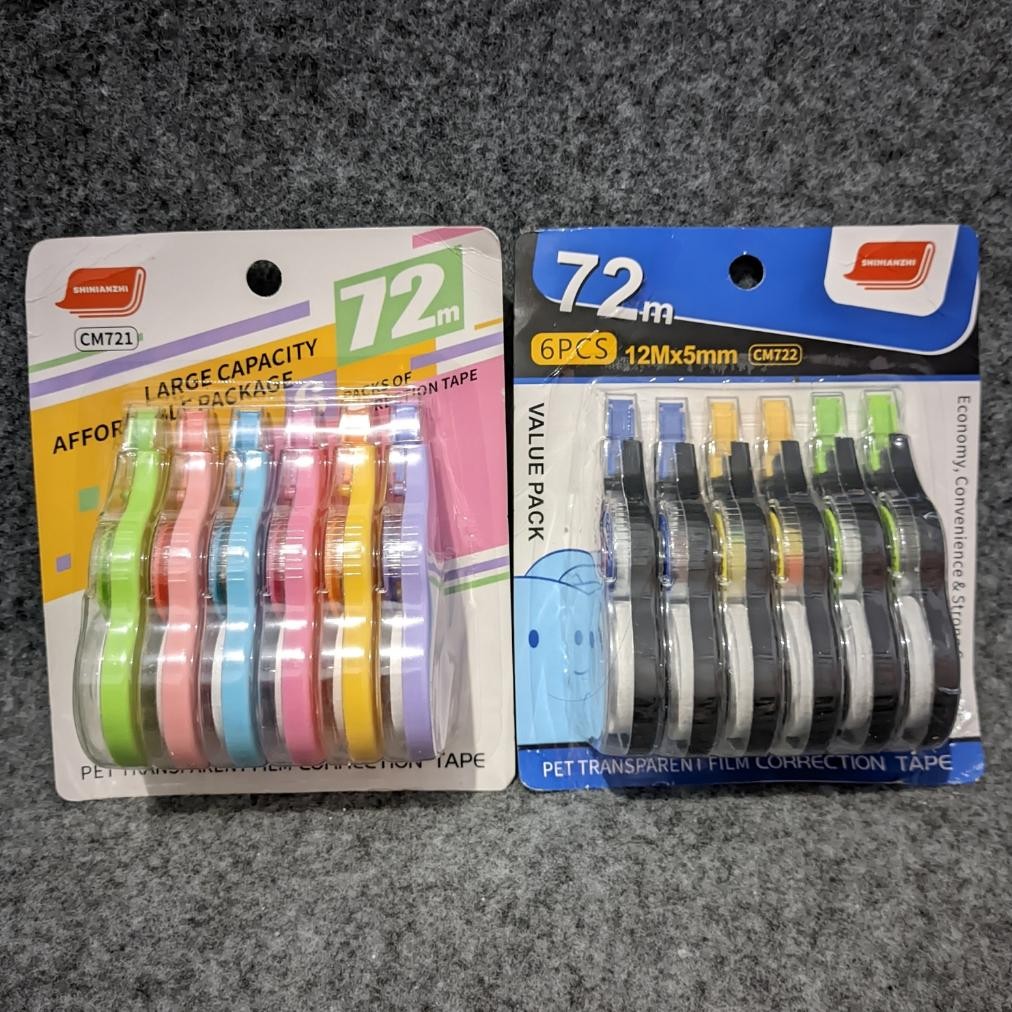 

Correction Tape 12m 6pcs Tip Ex Kertas Roll DiM