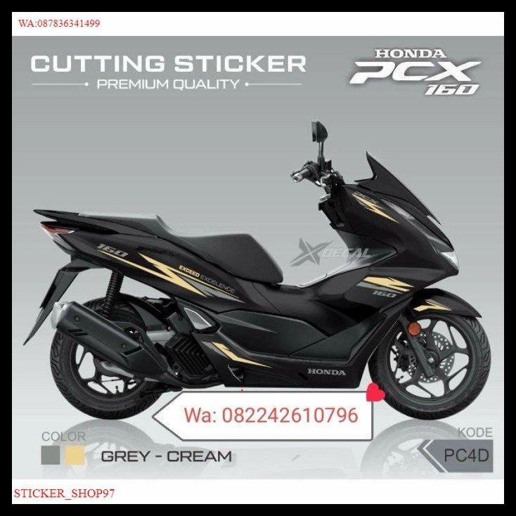 TERBARU STICKER CUTTING STRIPING HONDA NEW PCX 160 HITAM EXCEED GREY-CREAM 