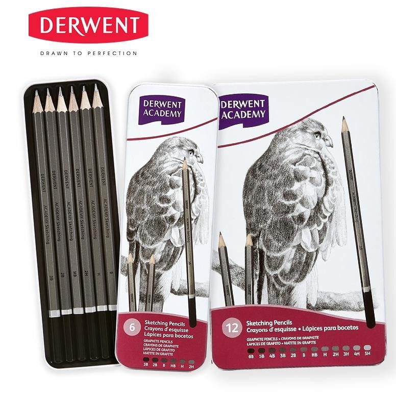 

Derwent Academy Sketching Pencil Set Metal Tin Pensil Sketsa Gambar DiM