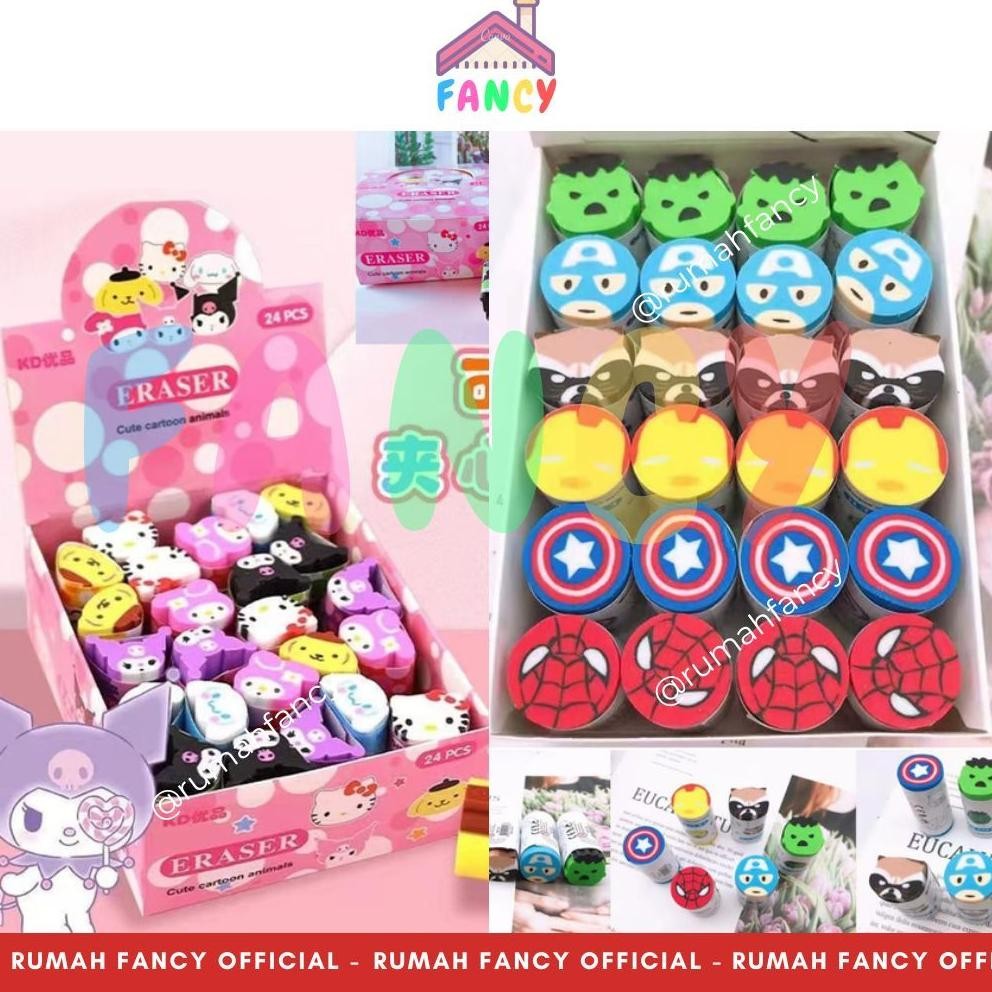

[GROSIR] 1 Box isi 36 Pcs / 24 Pcs Penghapus Karet / Stip KURO MELODI Kitty / Superhero / Sport Football Basketball Tennis Sportball Anak / Penghapus Lucu / Hapusan Unik / Eraser Karet Motif DiM