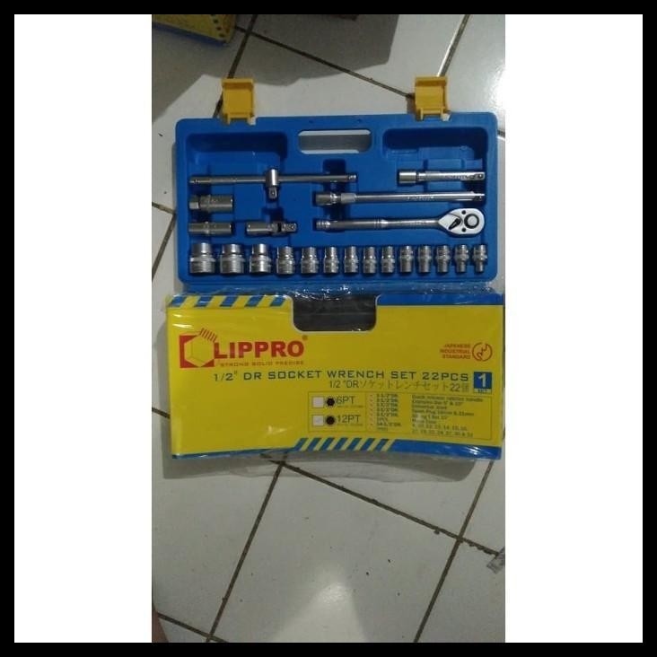 GRATIS ONGKIR KUNCI SOK SOCK HAND SOCKET SET TOOLS 1/2" 8-32 MM 12PT LIPPRO 22 PCS 