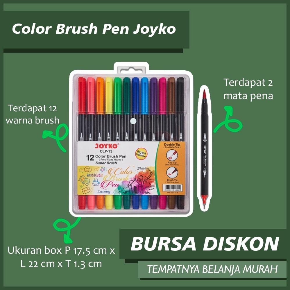 

Color Brush Pen Joyko Pena Kuas CLP-13 Highlighter Super 12 Warna DiM
