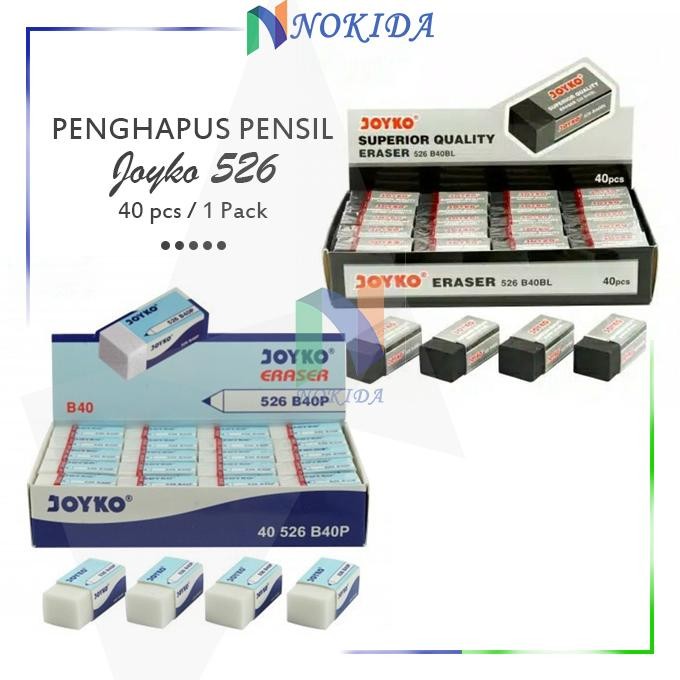

Nokida Penghapus Pensil Kecil Joyko 526 B40/40 pcs / Stip 2B Eraser Pencil 1 pack DiM