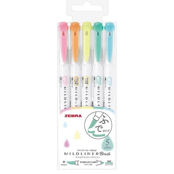 

Mildliner Zebra Brush ( Set-5 ) Highlighter Double Sided - Brush / Extra Fine DiM