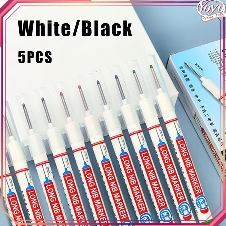 

5pcs Spidol Tukang Kayu Putih Spidol Marker Spidol Tukang Dalam Spidol Berminyak Tahan Air Cepat DiM