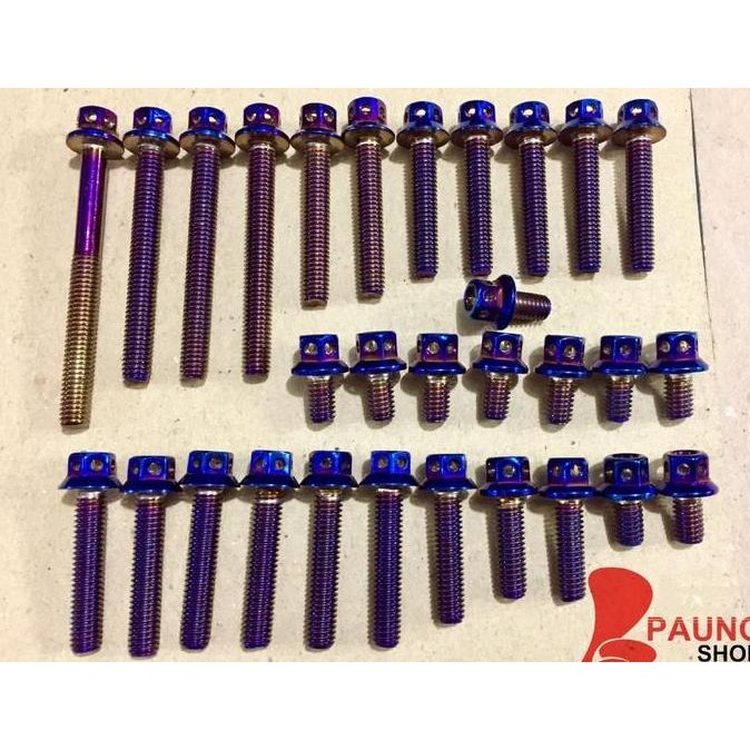 BAUT PROBOLT BLOK MESIN NINJA 150 R RR WARNA BIRU RACING PREMIUM