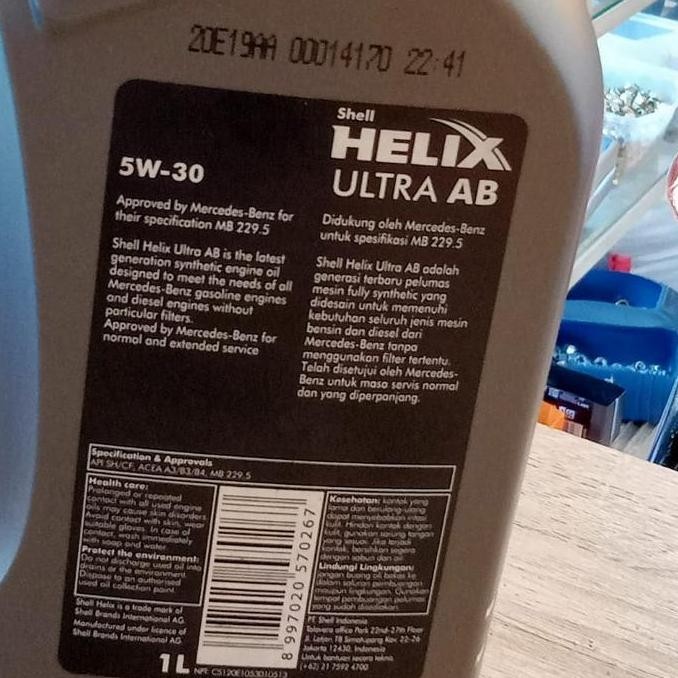 baru Oli Shell Helix Ultra AB SAE 5W-30 MB229.5 fully synthetic 1 liter ori