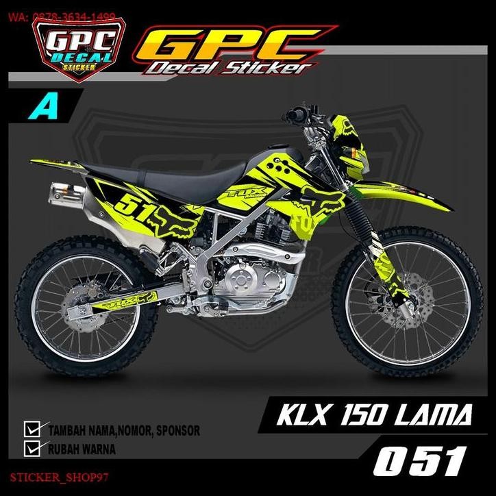TERMURAH PREMIUM DECAL STICKER KLX 150 LAMA FULL BODY 051 KLX MOTIF BERCAK FOX
