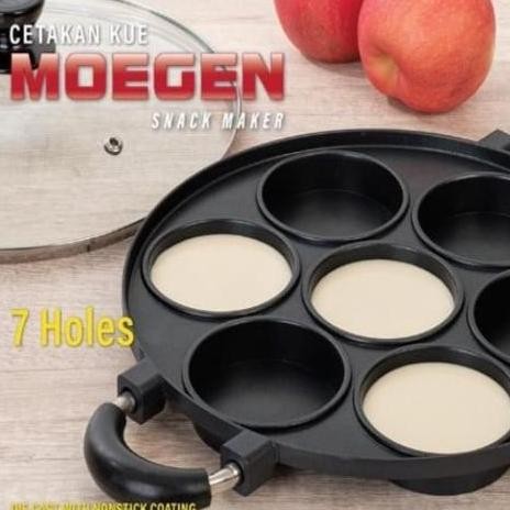 MOEGEN cetakan kue martabak mini kue lumpur snack maker 7 lubang datar