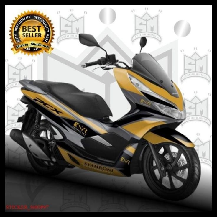 TERMURAH DECAL STICKER PCX 150 GOLD HITAM GREY FULL BODY FULLSET MUSLIMART 