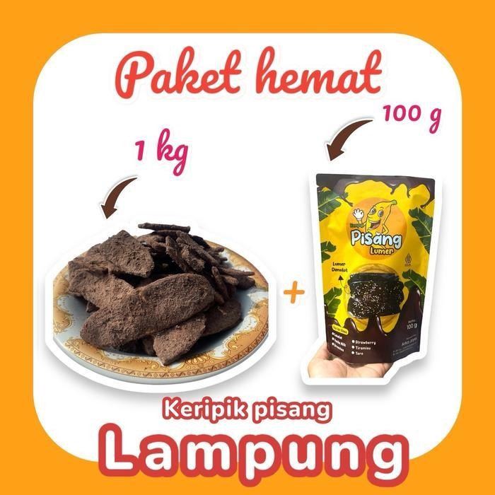 

Nv Paket Hemat! 1 Kg Keripik Pisang Lampung & Keripik Pisang Lumer Food Cokelat Snack