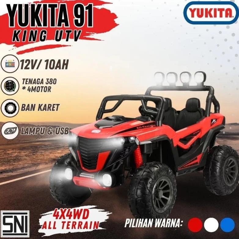 Mainan Anak Mobil Aki Yukita 90 Monster Jeep Jumbo 12 Volt 10 AH BAN KARET