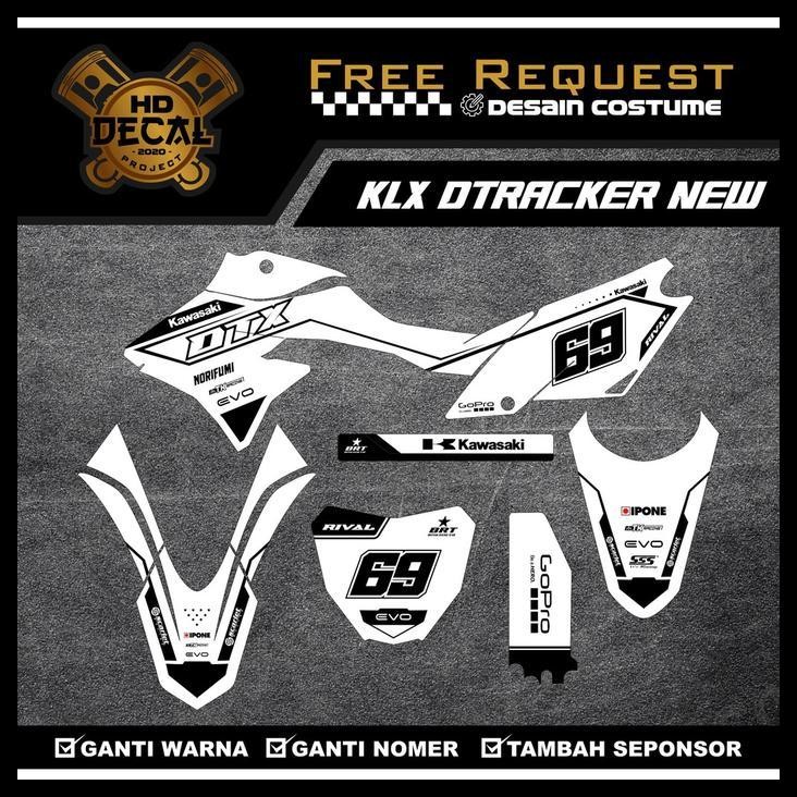 GRATIS ONGKIR (PREMIUM) DECAL STICKER KLX DTRACKER NEW SIMPEL/ PUTIH BIRU DESAIN COS 