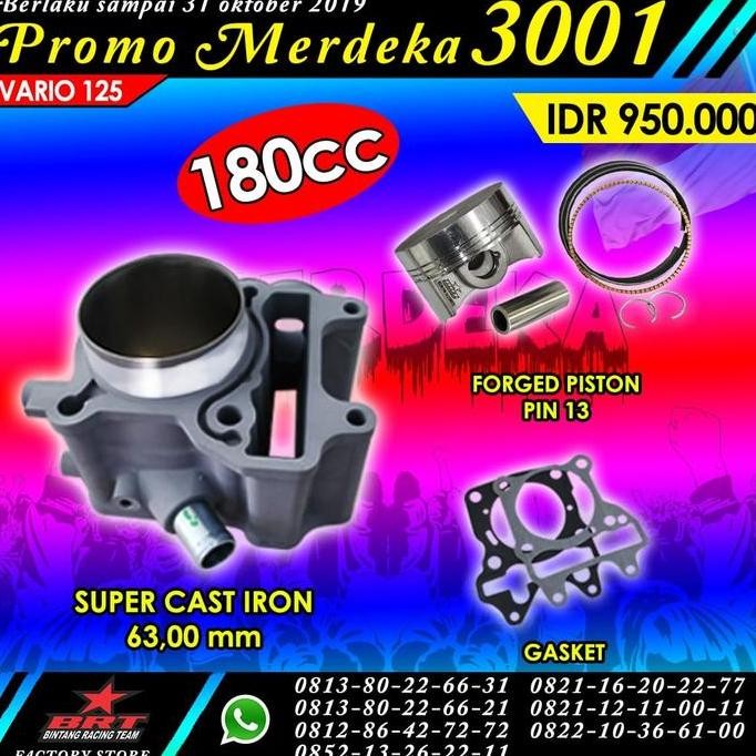 PAKET Super BLOK CASTING IRON BRT VARIO 125 UKURAN 63 MM BRT
