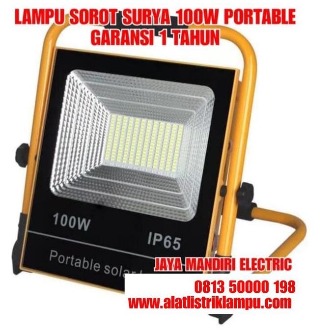 LAMPU SOROT LED SOLAR PANEL PORTABLE 100W SOROT LED SMD SOLAR 100WATT murah