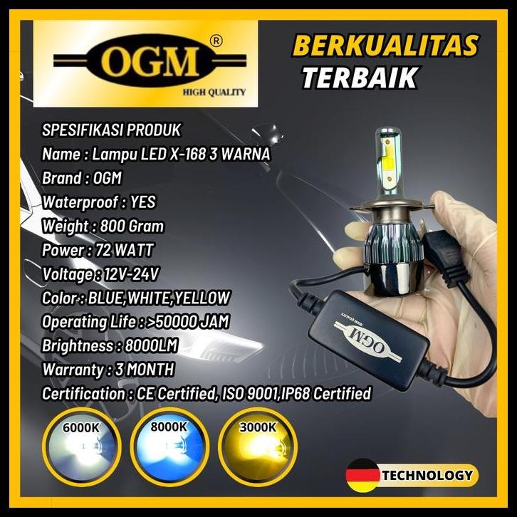 DISKON OGM-LAMPU MOBIL LED ETIOS VALCO 3 WARNA PUTIH KUNING BIRU SUPER TERANG 