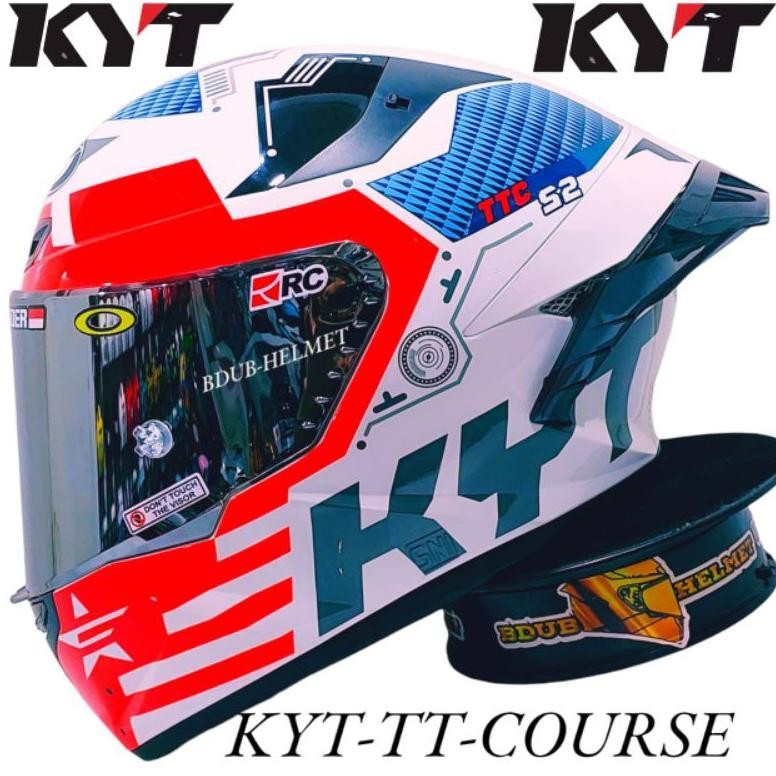 Helm Kyt Tt Course Fuselage White Red Paket Ganteng Original Kyt