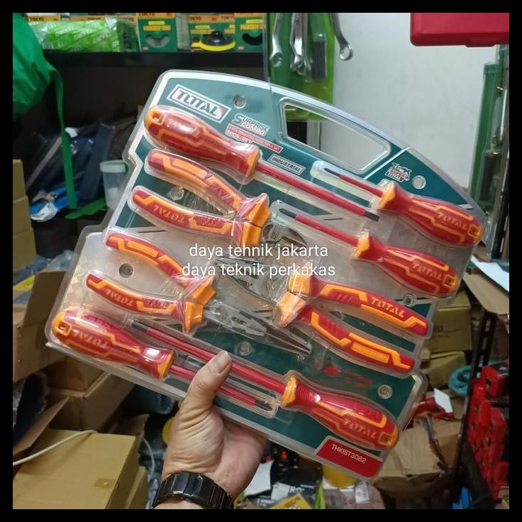 DISKON TOTAL TANG LISTRIK SET 8PCS / INSULED HAND TOOL SET / TANG LISTRIK SET / OBENG LISTRIK SET TO