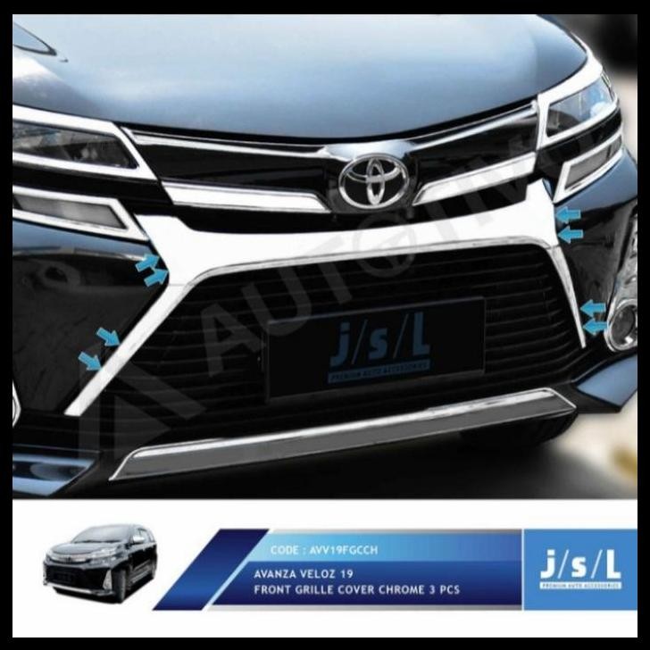 DISKON LIST GRILL DEPAN AVANZA VELOZ 2019 FRONT GRILL CHROME 3 PCS 
