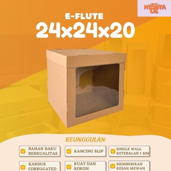 

new !!! BKT08 24x24x20 Kotak Box Dus Tinggi E Flute Kue Tart Ulang Tahun