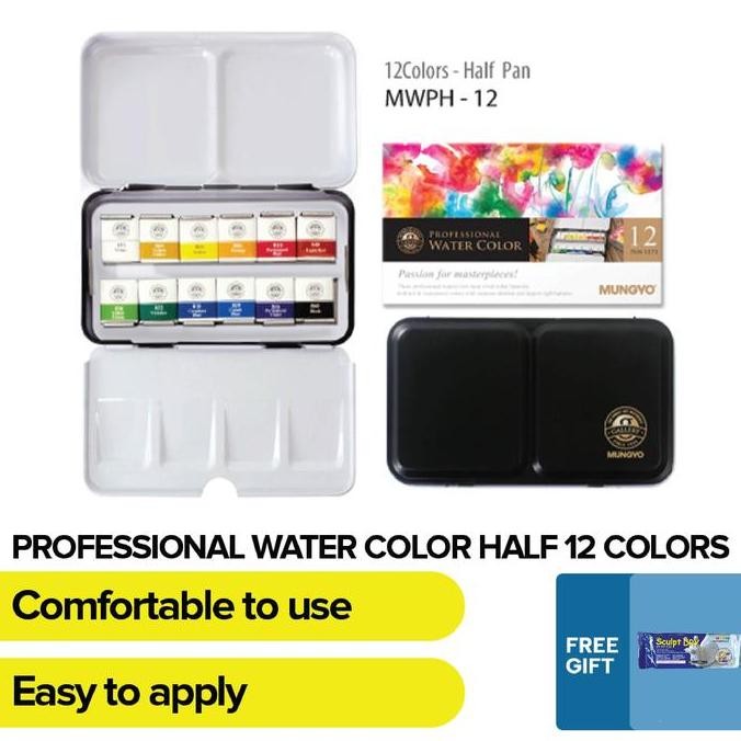 

Mungyo - Professional Watercolor Pan Set - Half Size 12 Color Set