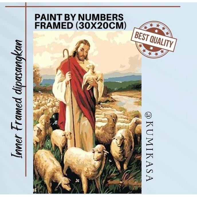 

Diy Painting By Number 30X20Cm Kerajinan Tangan - Jesus Is My Shepherd
