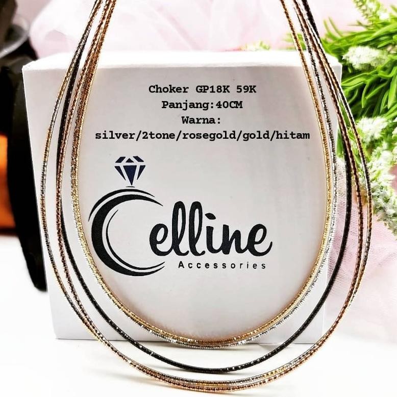 Kalung choker lapis emas anti alergi/kalung choker hitam/kalung choker rosegold/KALUNG XP DiM