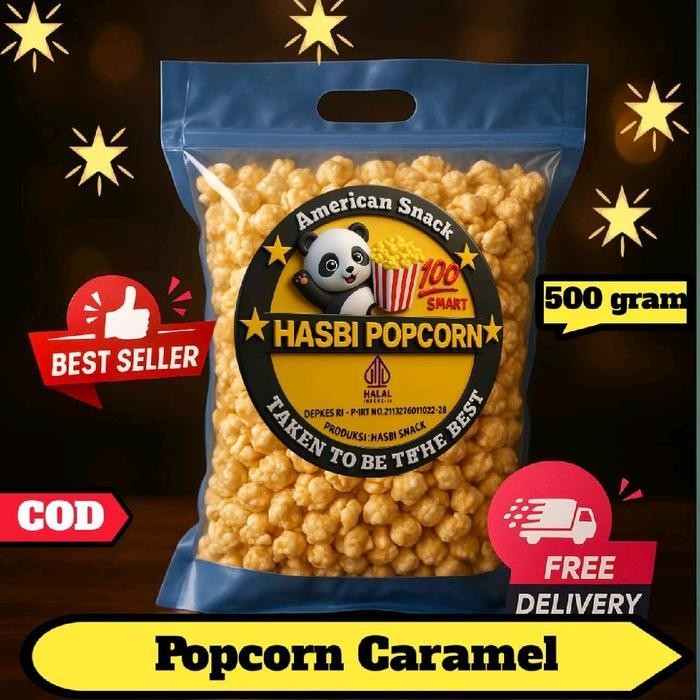 

[Paket Hemat] Popcorn Bundling Snack By Hasbi Popcorn Spicy Cemilan Caramel Manis Coklat Food Crispy Cokelat Kering Toples