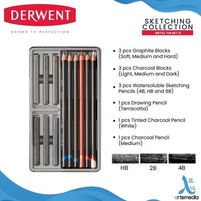 

Derwent Sketching Collection Pencil Drawing Set Metal Tin