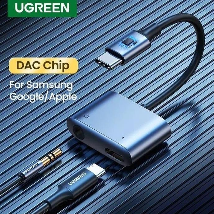 UGREEN 2 IN1 USB TYPE C TO 3.5 MM KE AUDIO CHARGER DAC FOR SAMSUNG XIAOMI