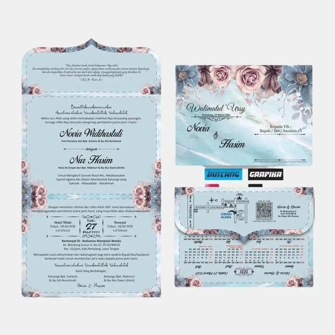 (50 pcs)Undangan pernikahan lipat 3 cantik elegan murah undangan pernikahan amplop LA