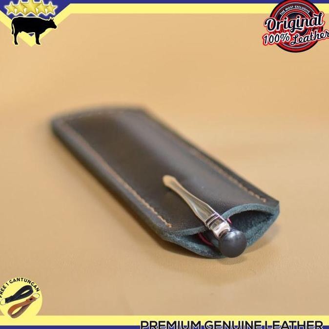 

Tempat Pensil Kulit Sapi Asli Warna Hitam Premium Leather Stationery Organizer