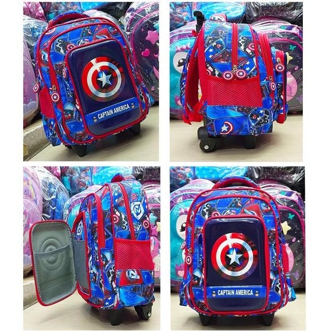 

Tas Trolley Anak TK PAUD + Kotak Pensil - Gambar Mobil Dino Superhero Lucu