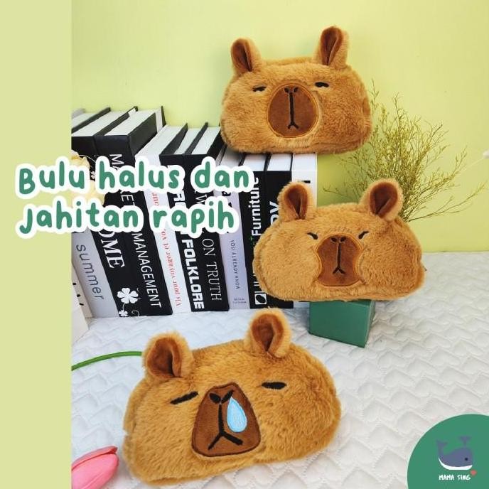 

Tempat Pensil Lucu Bulu Halus Capybara by MAMA SING | Pencil Case Karakter Unik
