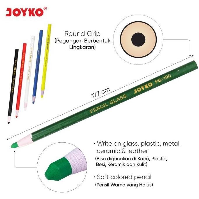 

Joyko PG-100 Pensil Kaca Warna - Glass Pencil 1 Box Isi 12 PCS
