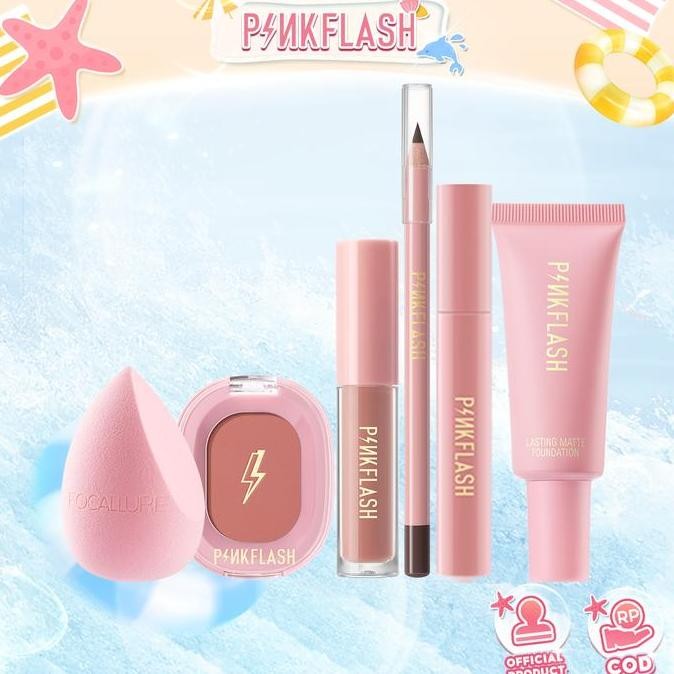 

PINKFLASH Makeup Set Bundle Lipstik Matte Foundation Pensil Alis Maskara Waterproof
