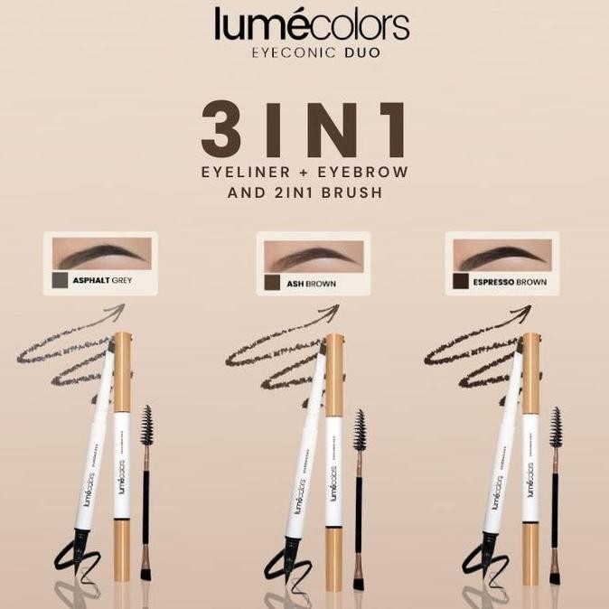 

Eyebrow + Eyeliner Lumecolors Eyeconic Duo - Pensil Alis & Eyeliner Cair Waterproof 2in1