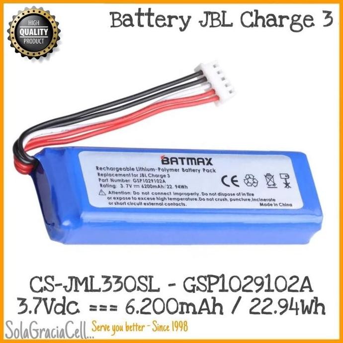 Baterai Bluetooth Speaker Jbl Charge 3 Gsp1029102A 6000Mah Original