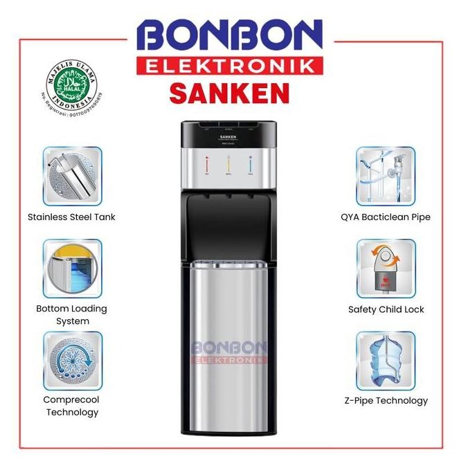 [Gojek/Grab] Sanken Dispenser Galon Bawah Hwd-C202Ss / Hwdc202Ss / Kompressor Hwdc 202 Ss