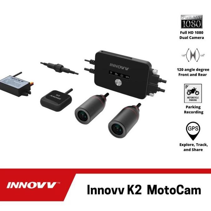 Innovv K2 MotoCam Dashcam DVR Motor Waterproof Rekam Depan & Belakang