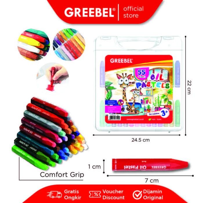 

EMS GREEBEL Crayon Krayon KIDS OIL PASTEL Lengkap / Crayon Oil Pastel isi 12,18,24,36,48,55 Warna / Mewarnai / Menggambar / Sekolah / Buku Gambar / Stationery Kertas