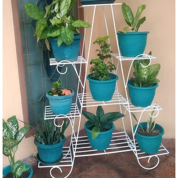 9 Susun/Rak Pot Minimalis / Rak Bunga Tanaman Hias Minimalis Bertingkat 9 Dudukan Pot Besi / Rak Min