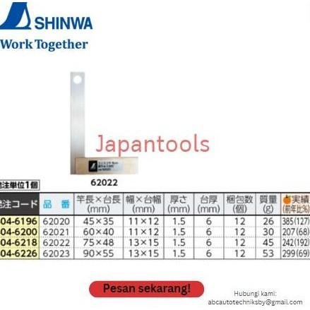 

Shinwa Mini Try Square With Brass Base 9Cm Penggaris Siku Mini #62023 New Stok