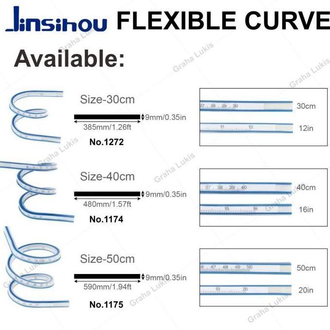

Flexible Curve Ruler Technical Measuring Tool Penggaris Garisan Teknik Super Lentur New Stok